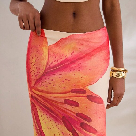 Boho Women's Mesh Low Waisted Bodycon Mermaid Maxi Skirt - Picture 4 of 7